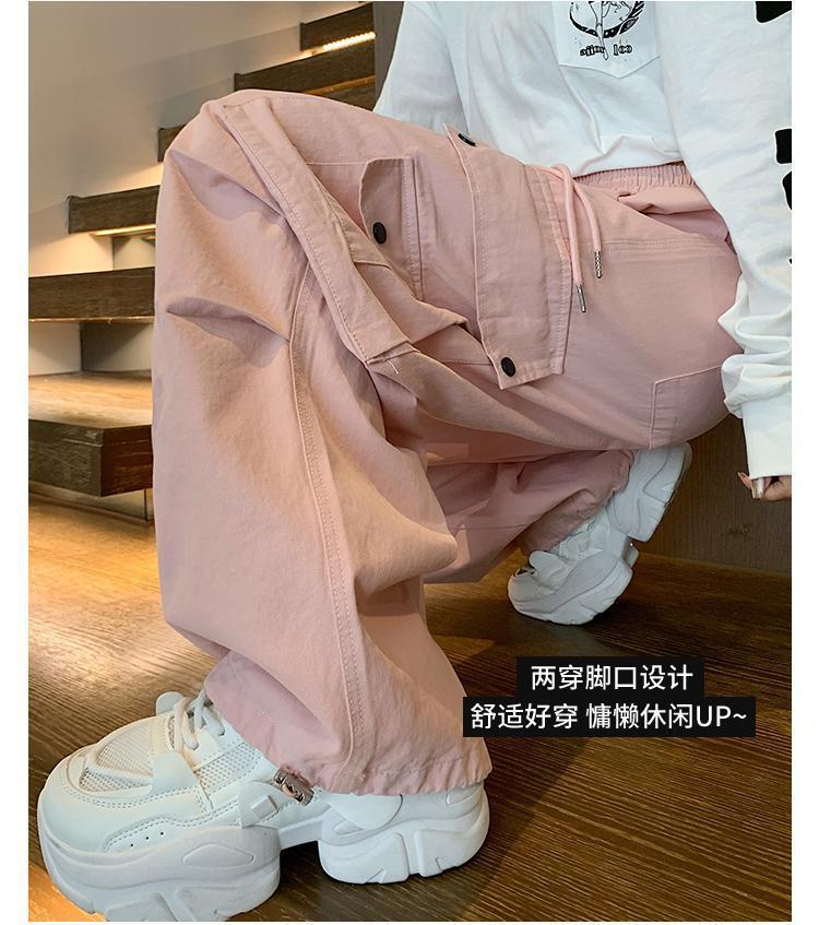 Dopamine pants Free shipping Tattoo Dopamine handsome overalls ins women's spring and autumn summer loose American retro slim straight casual wide-leg pants