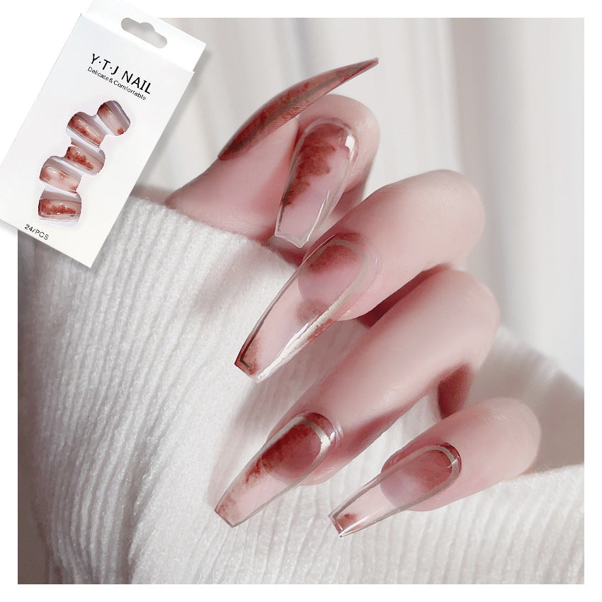 Fashion  nail European and American Pure Want to Wear Manicure Rendering French Fake Nail Patch Detachable Wear Nail Wholesale Manicure X91