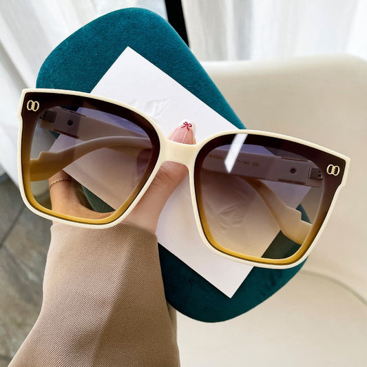 2024 New Light Luxury Small Fragrance Style Women's Large Frame Sunglasses Small Red Book Fashion Trend Travel Driving Street Photo Sunglasses