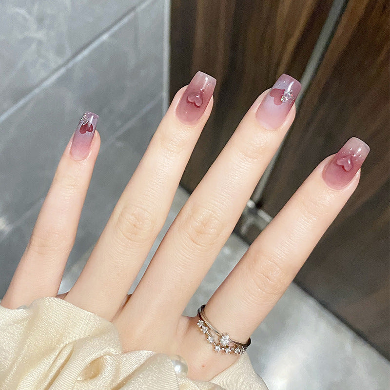 葡萄汽水穿戴甲腮红指甲贴片立体爱心美甲片假指甲美甲贴片成品甲