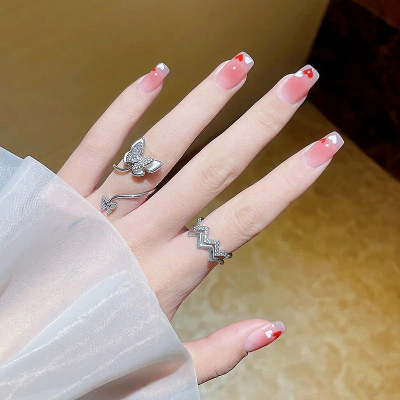 Fashion  nail Fake Nail Patch Wear Nail Finished Product Nail Tip Nail Stickers Disassembly Nail Patch Peach Heart Nail Stickers Short Y39