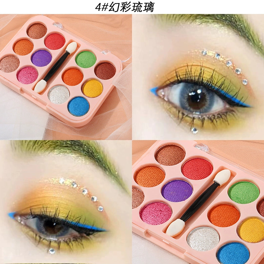 彩色眼影盘儿童舞台妆彩妆专用蓝色绿色紫色亮片眼影盘表演出化妆品
