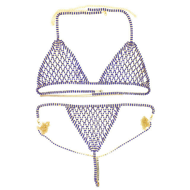 Fashion jewelry Europe and the United States cross-border explosions body chain exaggerated rhinestone bikini chest chain underwear sexy nightclub style body chain