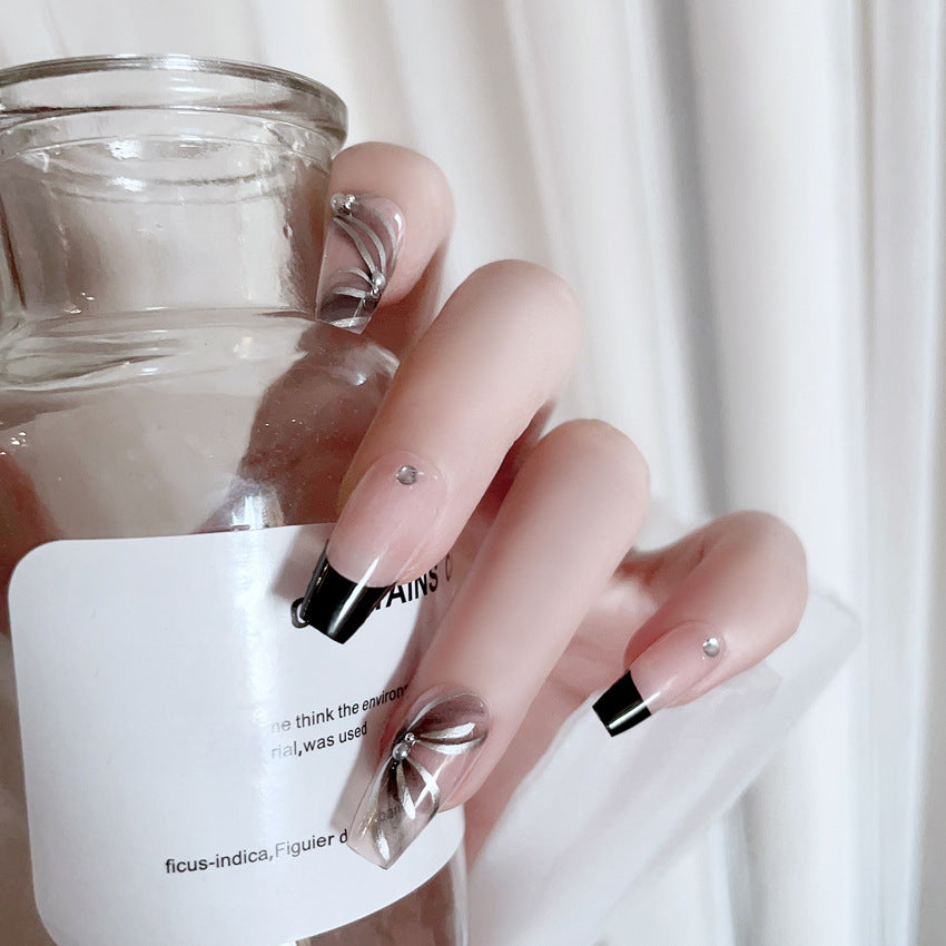 Fashion  nail Pure Desire Fresh French Style Long Finished Nail Beauty Wearable Fake Nails Detachable Nail Tip Wearable Nail X92