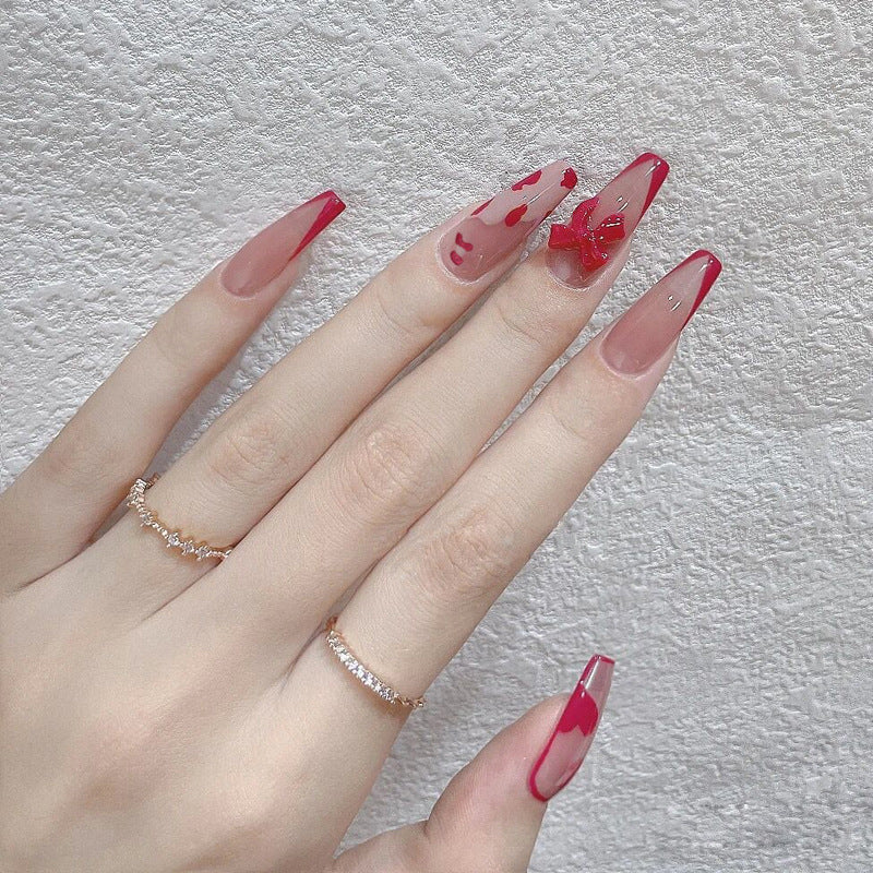 Fashion  nail Wearing Nail Nail Stickers Nail Patch Fake Nails Detachable Bow Nail Nail Sticker X22