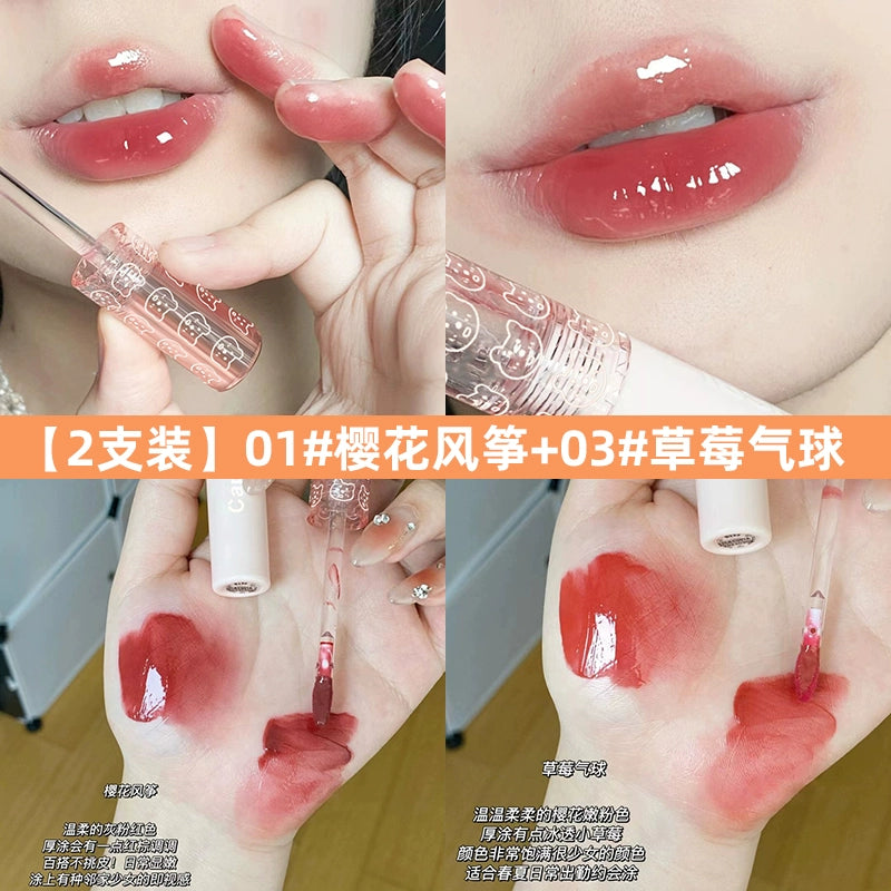 镜面水光玻璃口红唇釉女持久不易掉色口红平价学生番茄奶茶色泡泡唇釉