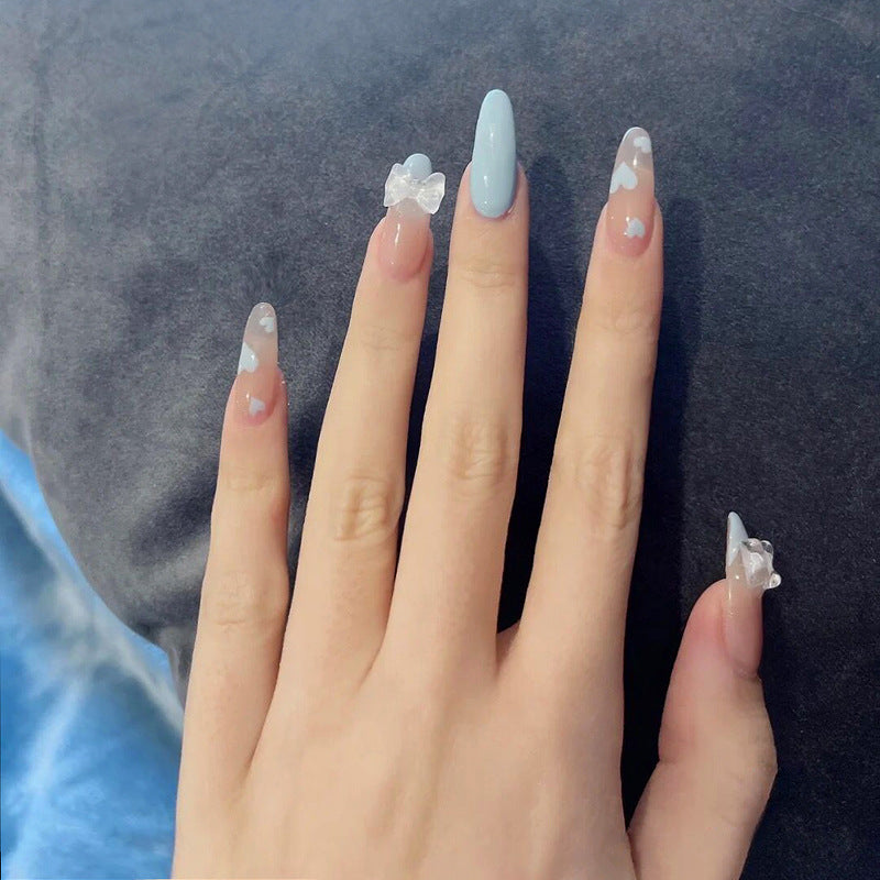 Fashion  nail Wear a Nail Stickers Nail Patch Fake Nails Detachable Bow round Head Nail Sticker X26