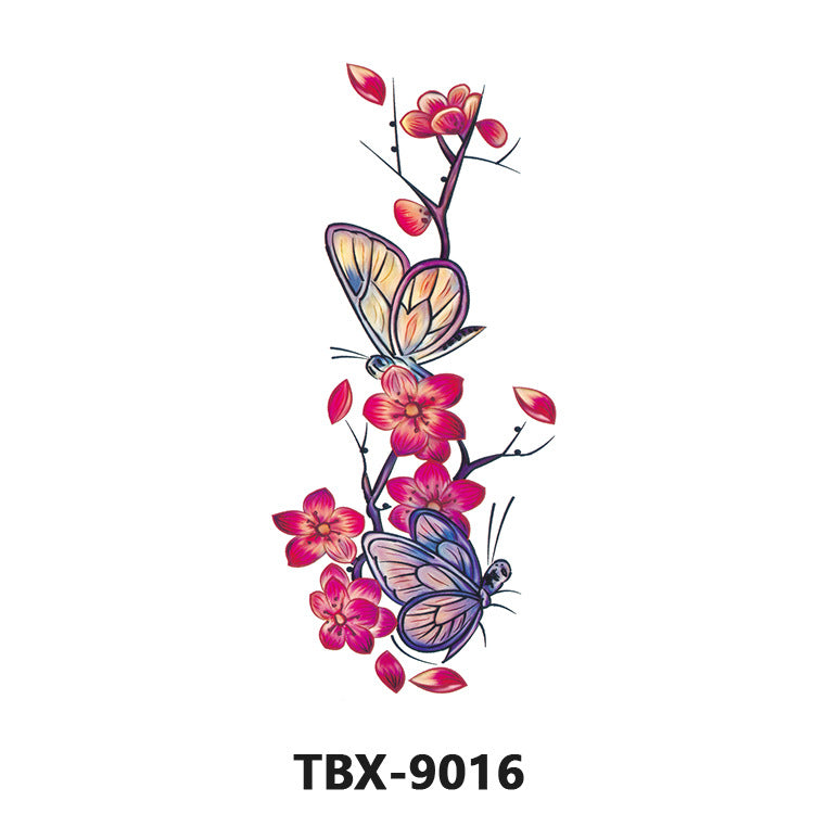 Free shipping Tattoo Waterproof Sweatproof Female Flower Tattoo Sticker Paper Plant Flower Party Sexy Rose Peony Plum Tattoo Sticker Tattoo