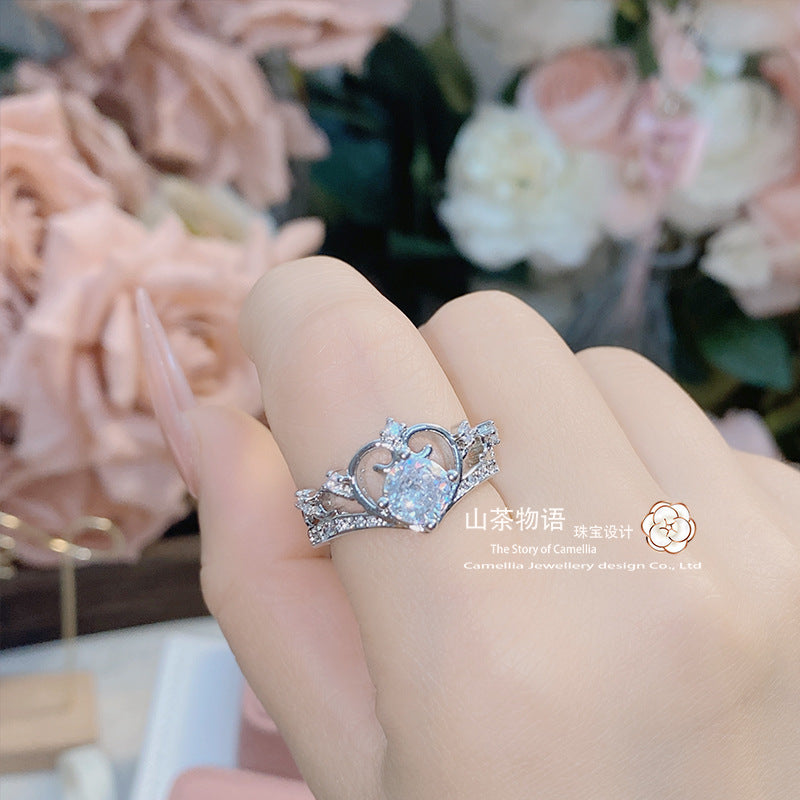 Camellia星河设计小红书同款在逃公主皇冠戒指 新款小众百搭指环