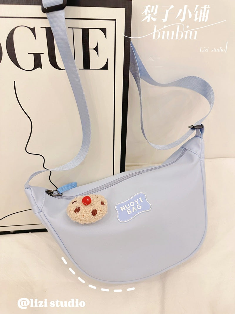 Dopamine Bag Free shipping Tattoo Crescent bag Crossbody bag Women's dopamine niche design Nylon cloth dumpling bag Wide shoulder strap Casual shoulder bag