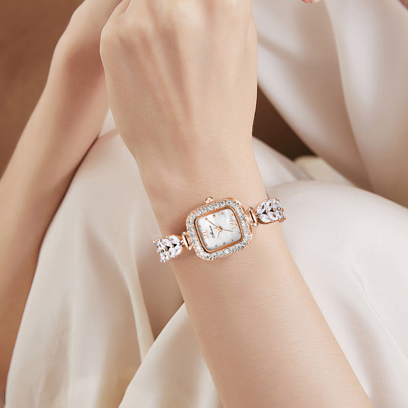 Fashion women's watchYabani Small Jinsui Women's Watch Special Interest Light Luxury Temperament and Fully-Jewelled Square Mermaid Small Dial Cross-Border Watch