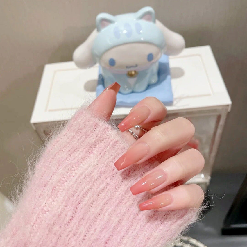 Fashion  nail Wearable Nail Sticker Gradient Wear Nail a Piece Nail Shaped Piece Removable Nail Patch Finished Product Y18