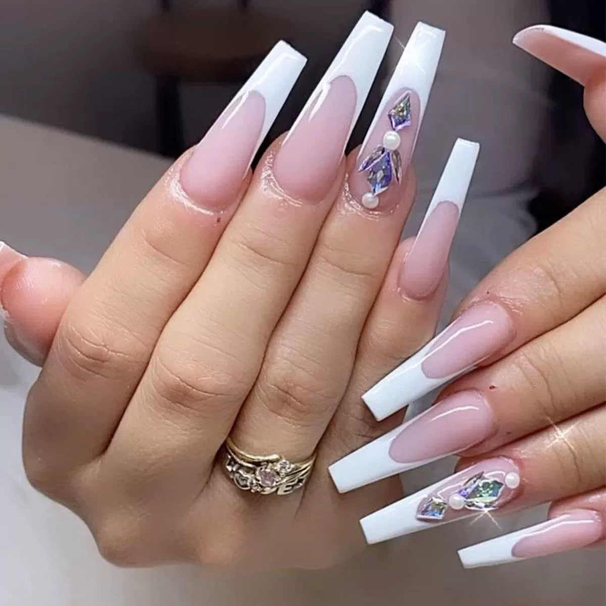 (Hand made nail) European and American long wearable nail patches, fake nail patches, student detachable internet celebrity ballet armor