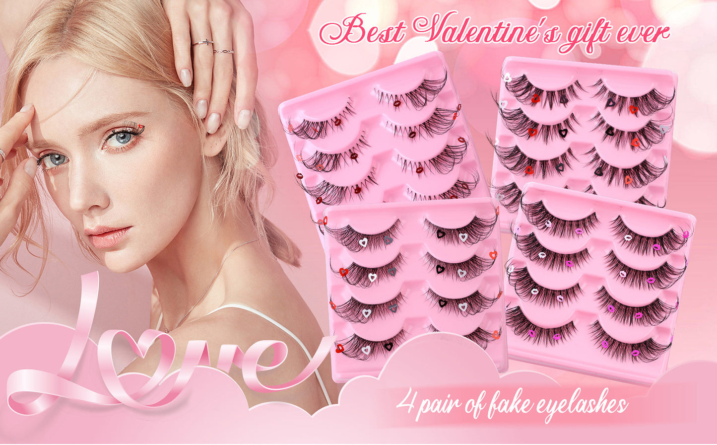 Eyelashes 4 pairs of oblique flying Fox false eyelashes natural thick curl cat eye false eyelashes