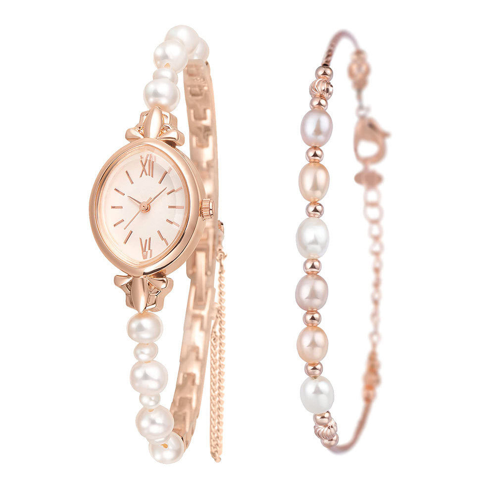 Fashion women's watchAffordable Luxury Fashion Women's Watch Natural Freshwater Pearl Strap Watch Bracelet Suit Waterproof Creative Quartz Women's Watch