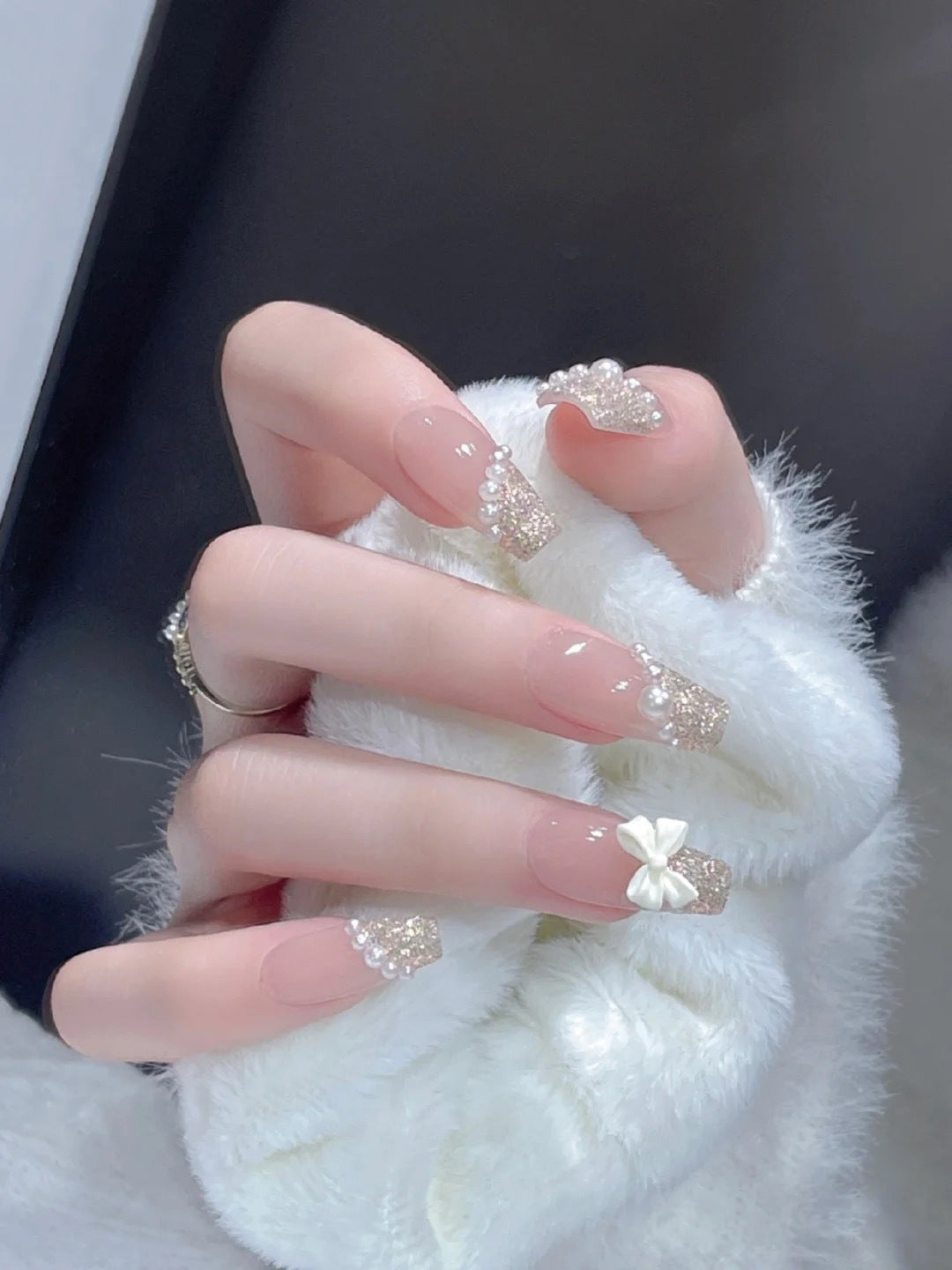 Fashion  nail Wear Nail Bow Summer Gentle Fresh Style Temperament Wear Nail Tip Finished Product in Stock Wholesale Nail Tip A19