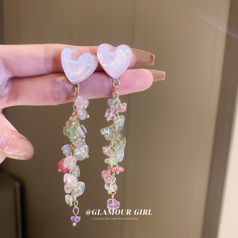 银针水晶镶钻蝴蝶花朵爱心耳环港风小清新设计感耳钉时尚复古耳饰