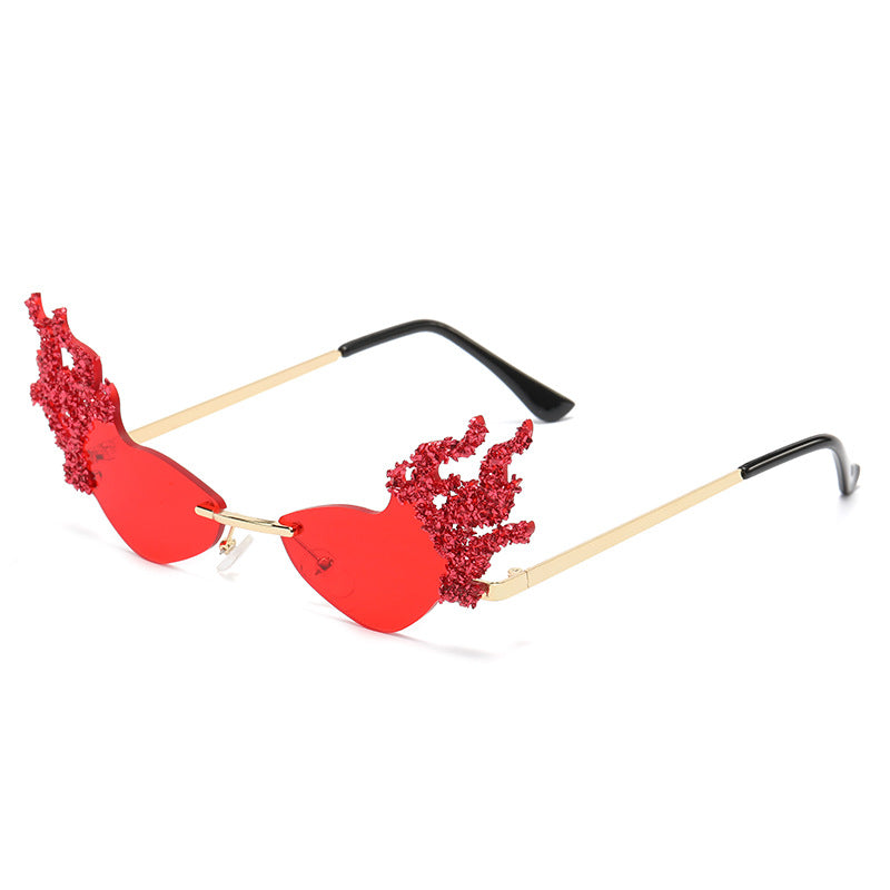 Women's fashion glasses 跨境新款镶钻墨镜时尚潮流搞怪太阳镜网红舞台走秀散花款太阳眼镜