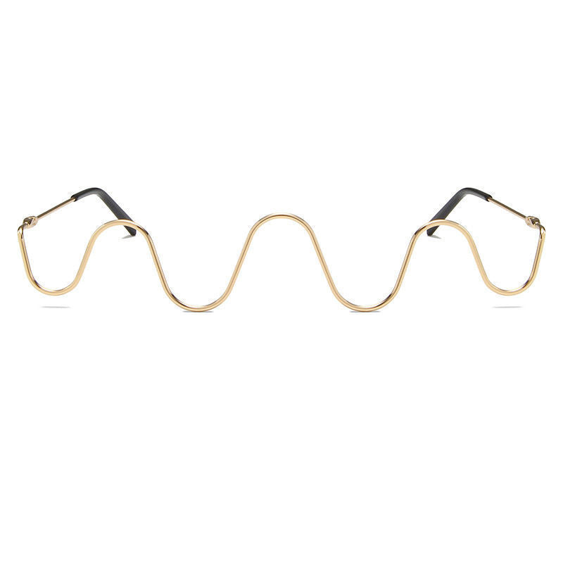 Women's fashion glasses 2024 新款跨境镶钻女士装饰眼镜欧美金属半框街拍S形个性眼镜架