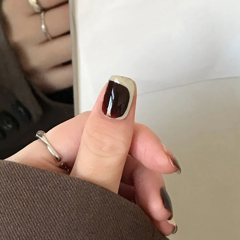 奶茶摩卡穿戴甲秋冬指甲贴片渐变美甲片晕染假指甲美甲贴片成品甲