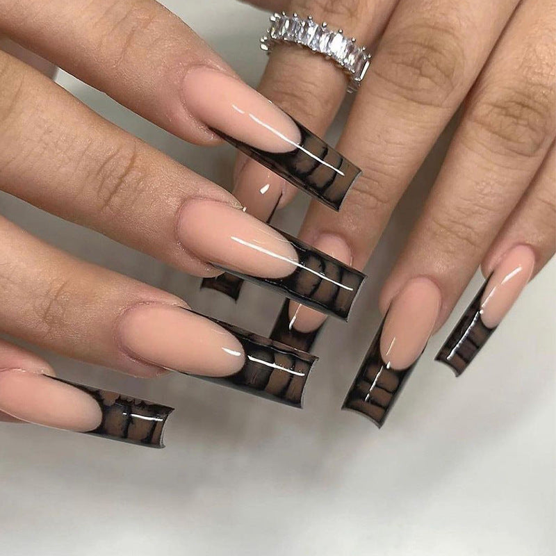 欧美蛇纹穿戴甲法式nails 跨境美甲片外贸假指甲棺材甲型美甲贴片