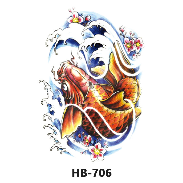 Free shipping Tattoo Wholesale Flower Arm Rose Half Sleeve Black and White Thigh Waterproof Fox Animal Dark Internet Celebrity Scar Covering Tattoo Sticker
