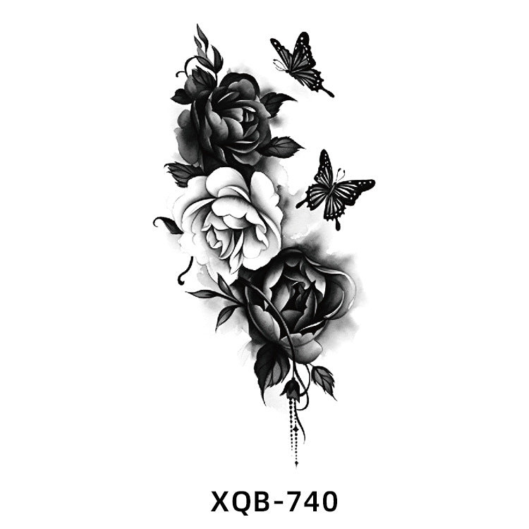 Free shipping Tattoo In Stock Wholesale Small Full Arm Tattoo Sticker Waterproof Sweatproof Tiger Animal Flower Men and Women Black and White, Colored Tattoo Sticker Paper