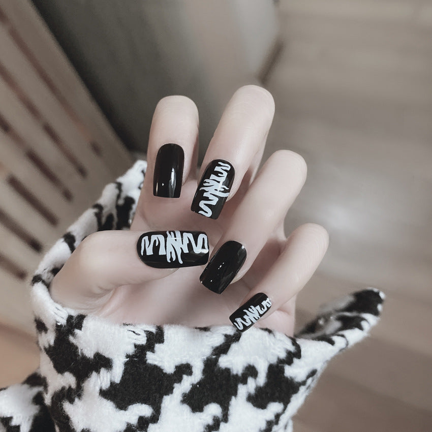 Fashion  nail Fake Nail Patch Wear Armor Finished Product Nail Tip Nail Stickers Dark Nail Patch Stall Supply Manufacturer P159