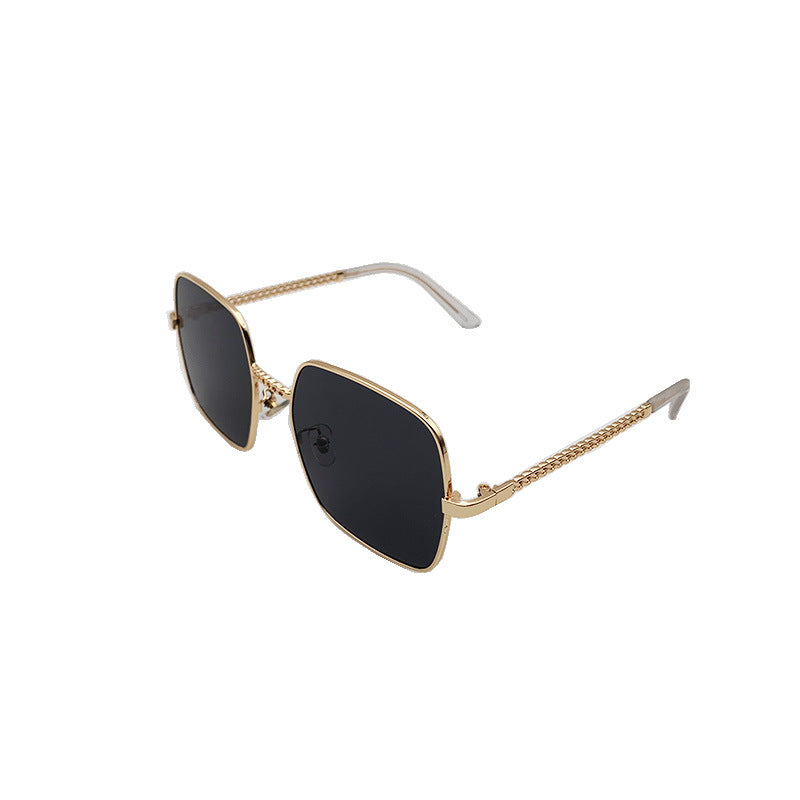 Women's fashion glasses 2024大框方框镂空镜腿太阳镜女大脸显瘦眼镜沙滩墨镜遮阳镜