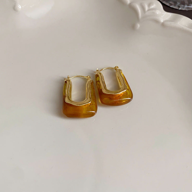 银针美拉德咖色爱心耳环时尚复古设计感耳钉轻奢高级感耳饰批发女