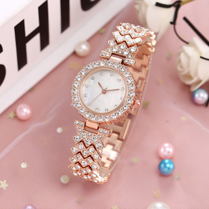 Fashion women's watchNew Diamond Bracelet Watch Two-Piece Suit Women's Fashion Watch Trend Women's Watch with Rhinestones Cross-Border Hot Quartz Watch