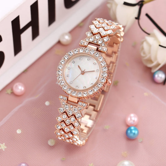 Fashion women's watchNew Diamond Bracelet Watch Two-Piece Suit Women's Fashion Watch Trend Women's Watch with Rhinestones Cross-Border Hot Quartz Watch
