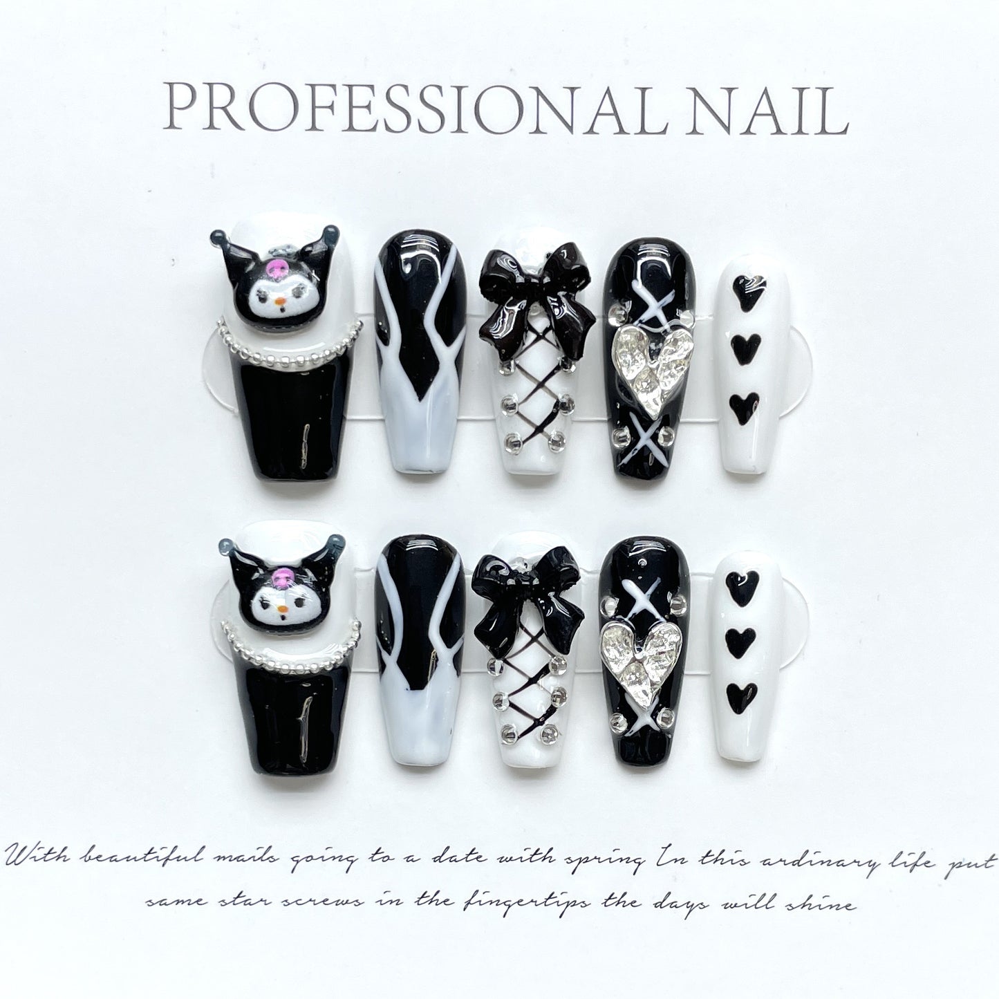 Hand-Made Nail White Cherry Red Cat Eye Red Heart Queen Nail High-Grade Red White Nail Stickers