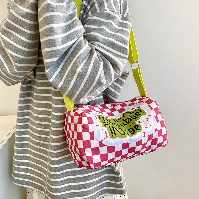 Dopamine Bag Free shipping Tattoo Niche dopamine bag women's 2024 new fashion versatile graffiti shoulder pillow bag sweet and cool girl messenger bag