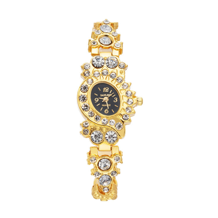 Fashion women's watch Fashion Trend Diamond Women's Watch European and American Popular Fashion Watch Gold Bracelet Rhinestone Quartz Wrist Watch 2260