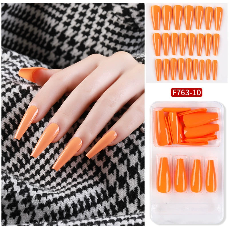 (Hand made nail) Nail patches for wearing ins long ballet nails, European and American nail patches, detachable 24 pieces for wearing finished nail patches
