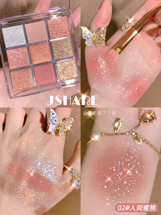 Nine color eyeshadow pearl matte ground color eyeshadow tray daily nude makeup