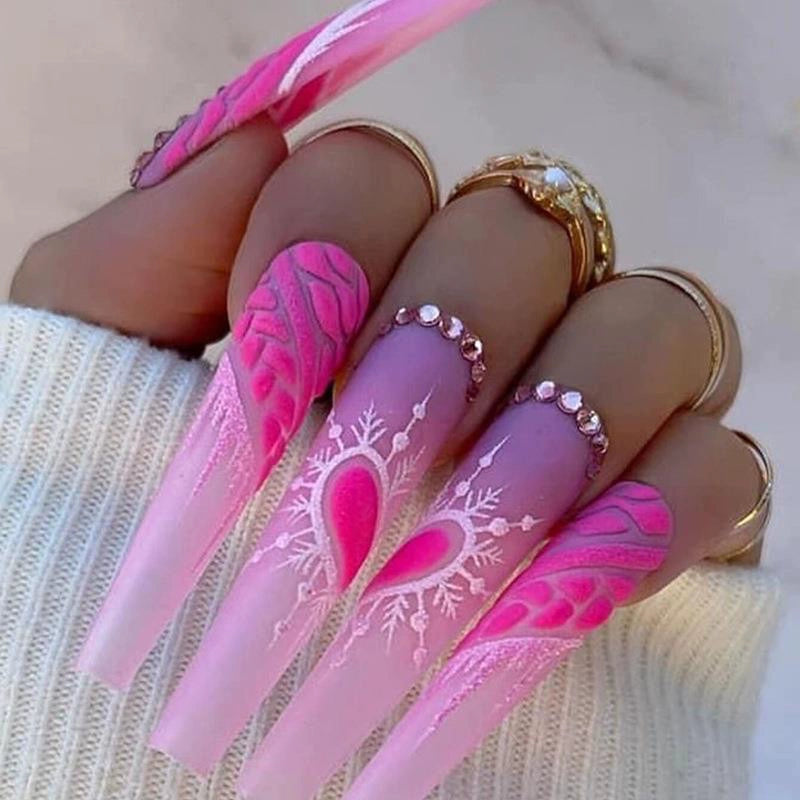 (Hand made nail) Kardashian, European and American Spicy Girl, Little Red Book, Dark Super Long, Internet Celebrity Cross border Nail Art, Detachable and Reusable Nail