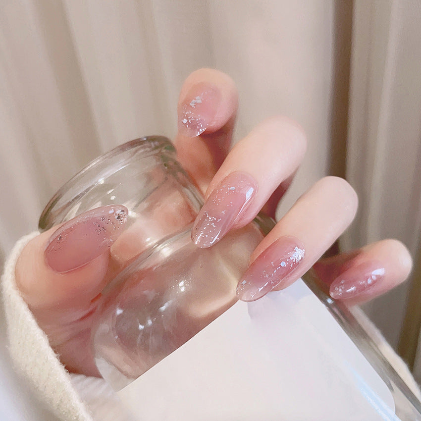 Fashion  nail Tina Manicure Long European and American Wear Nail Shimmering Powder Popular Fake Nail Tip Finished Product Nail Tip Nail Sequins S107