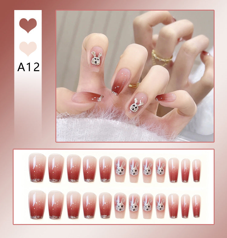 Fashion  nail Internet Celebrity Fake Nail Patch Wear Armor Finished Product Nail Tip Nail Stickers Removable Nail Patch Stall Supply Manufacturer