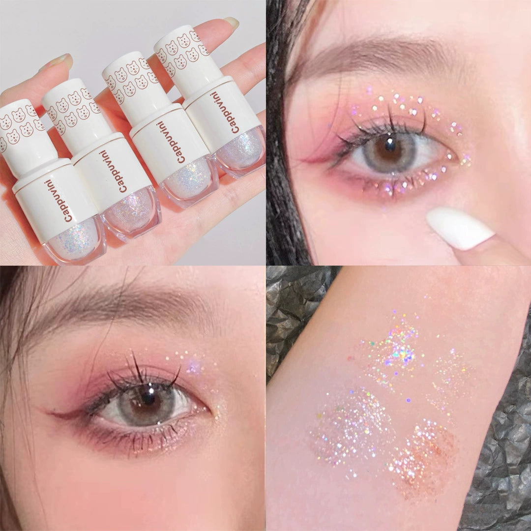 繁星点点液体眼影盘 小熊保龄球亮片闪粉学生人鱼珍珠泪