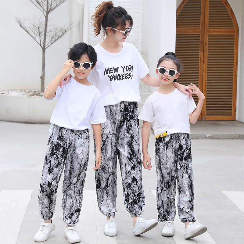 Free shipping   Summer women's mosquito pants made of cotton Thin bloomers for boys and girls Family pants Middle and small children Pajama pants