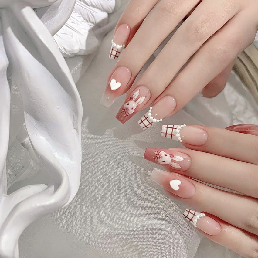 Fashion  nail Rabbit Love Fake Nail Patch Finished Nail Beauty Wearable Nail Stickers X99