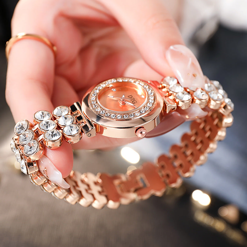 Women's fashion watch rhinestone small dial smooth quartz watch leisure simple temperament watch