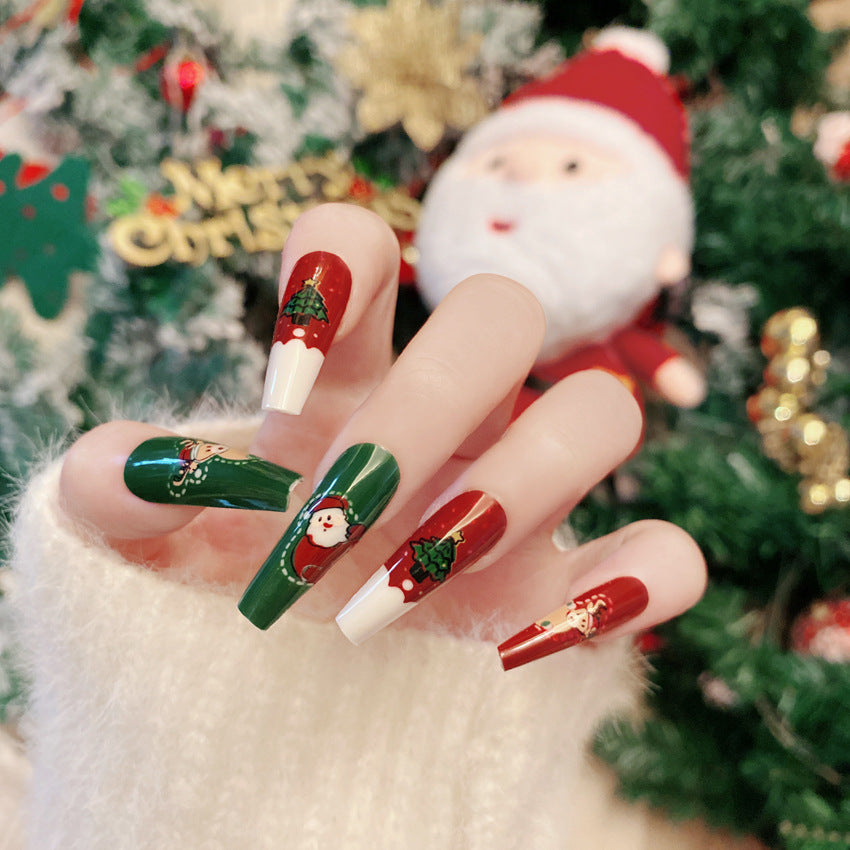 Fashion  nail New Christmas Wear Armor Snowflake Deer Elk Nail Tips Removable Fake Nails Wholesale P167