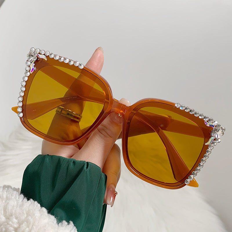 Women's fashion glasses 新款GM墨镜女网红同款直播爆款镶钻太阳镜时尚防紫外线太阳镜批发