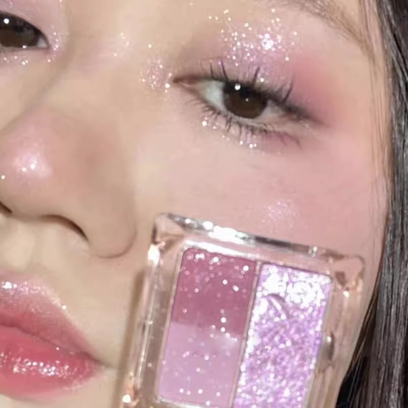 Small and exquisite eyeshadow tray three colors pearlescent matte fine Earth Shine fairy eyeshadow