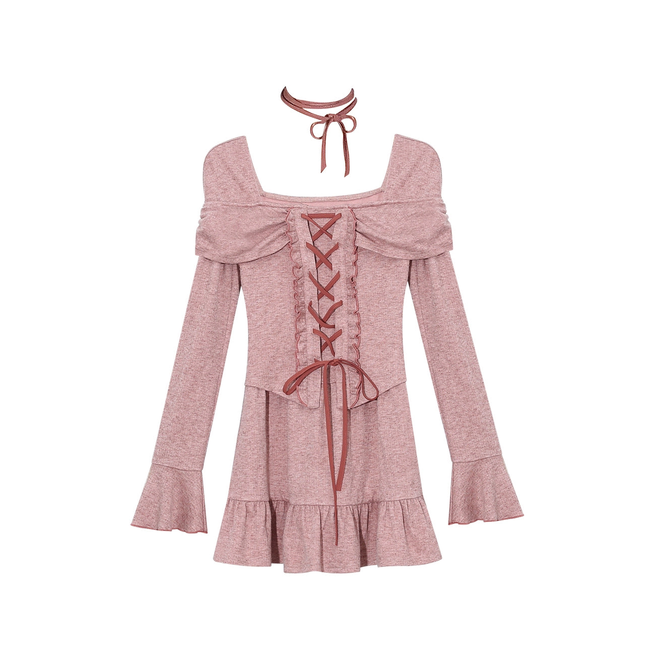 Fashion women's wear Dream Seven77 Fake Two-Piece Lace Long Sleeve Dress Women's Dress 2024 Spring New Design Sense