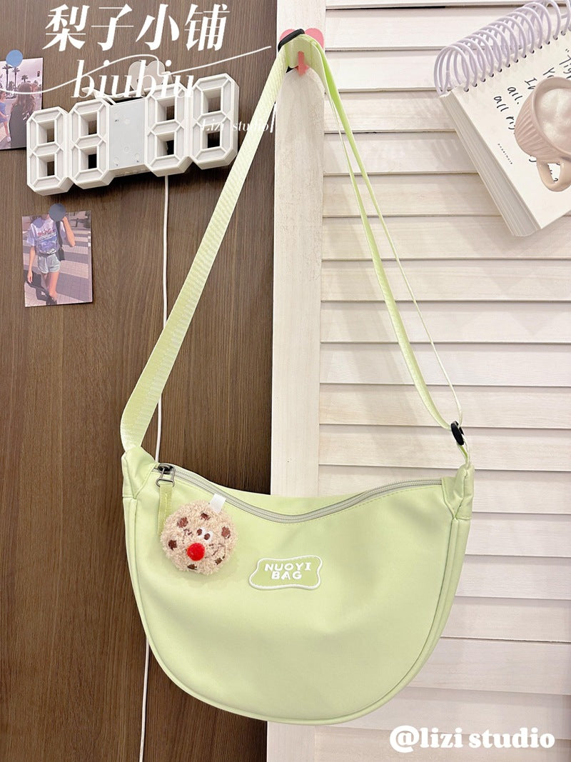 Dopamine Bag Free shipping Tattoo Crescent bag Crossbody bag Women's dopamine niche design Nylon cloth dumpling bag Wide shoulder strap Casual shoulder bag