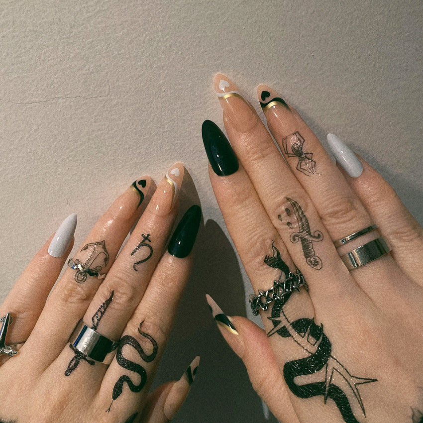 Fashion  nail Foreign Trade Style Elegant White Wear a European and American Ins Style Nail Sticker Fake Nails Wholesale W9